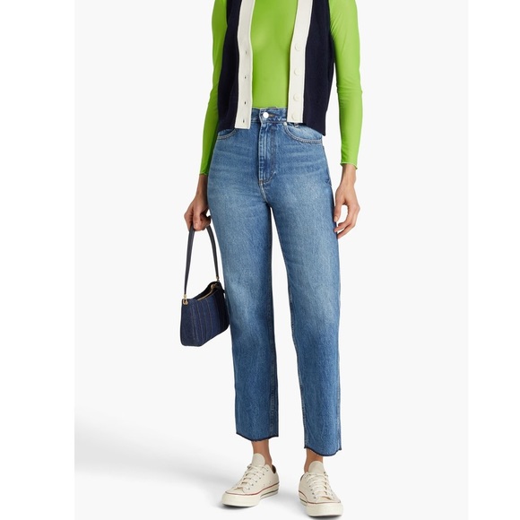 Sandro High Rise Straight Leg Jeans Women Size 2 Blue Color - Picture 1 of 17